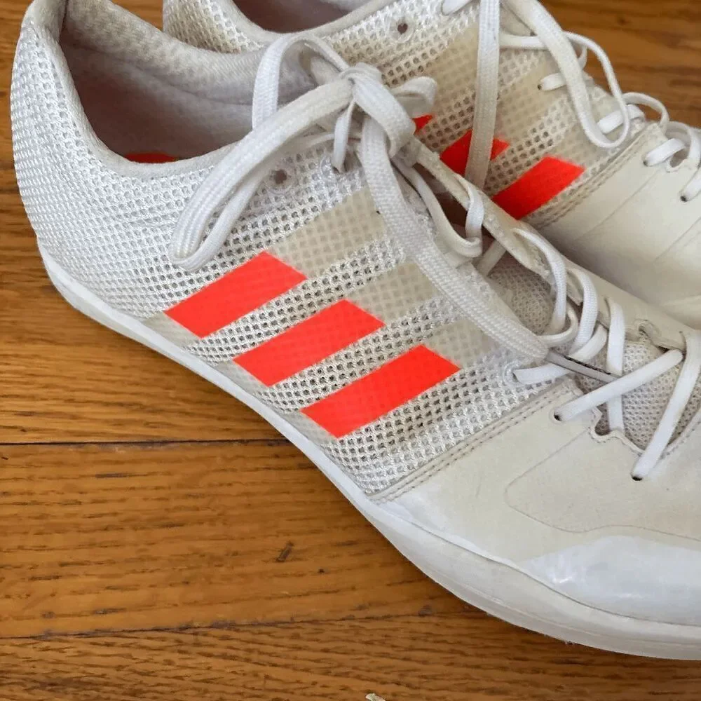 Adidas Mens 11 Track Cleats lace up white pink